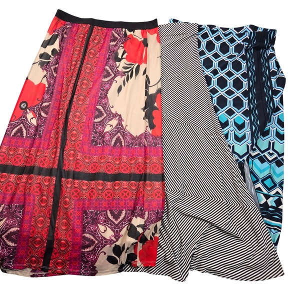Chico's Dresses & Skirts - Chicos Maxi Skirt Womens Size 2 Large XL Lot of 3 Geometric Floral Striped Knit